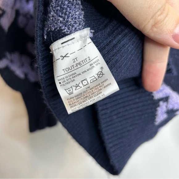 Janie and Jack FLORAL BOUCLE SWEATER Dark Marine Floral - Picture 7 of 9